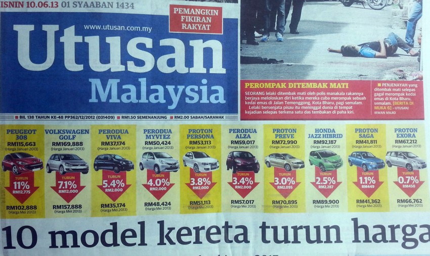 Perodua clarifies Utusan car price reduction report 181207
