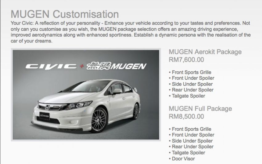 Honda Malaysia offers Mugen parts for the Civic 188238