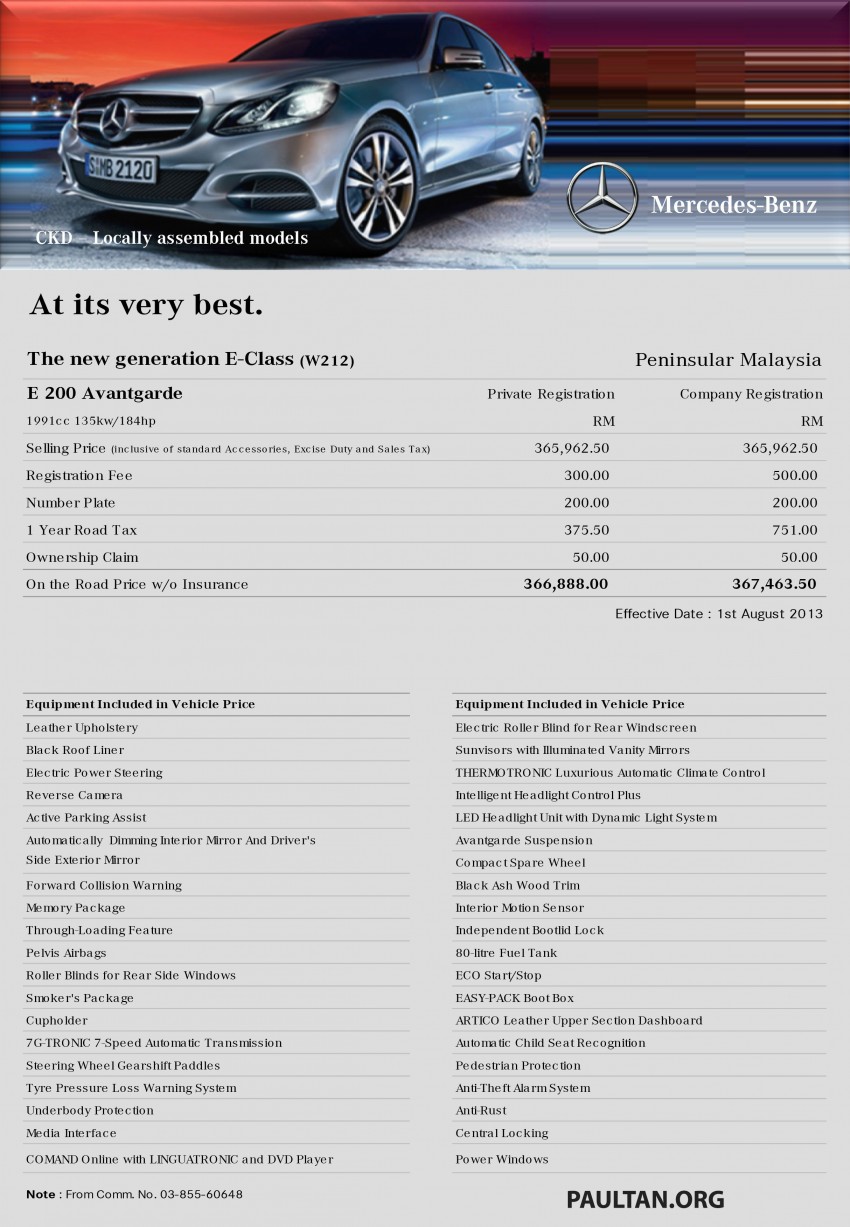 W212 Mercedes-Benz E-Class facelift Malaysian specs released – E200 and E250 Avantgarde 191238