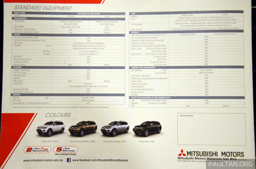 Mitsubishi Pajero Sport GL and Pajero Sport VGT enhanced for 2013 – priced at RM156k and RM177k 203667