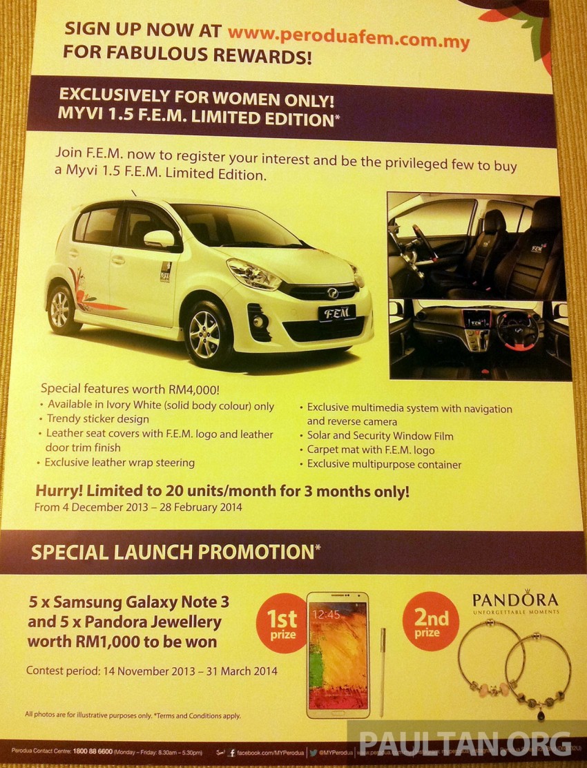 Perodua Myvi 1.5 F.E.M. special edition – only 60 units for Female Empowerment Movement members 215328