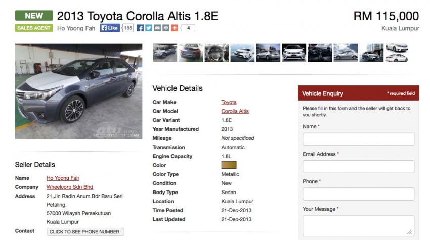2014 Toyota Corolla Altis on oto.my – local spec pics 220797
