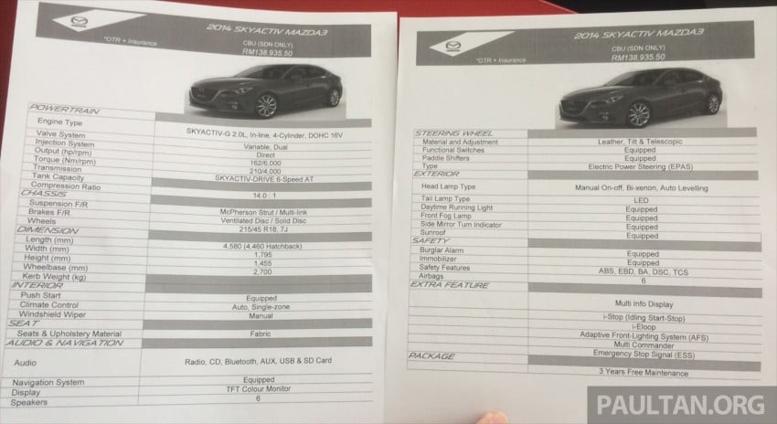 GALLERY: 2014 Mazda 3 CBU in Glenmarie showroom 224331