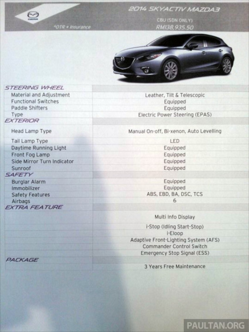 2014 Mazda 3 2.0 Sedan launched – CBU, RM139k 235834
