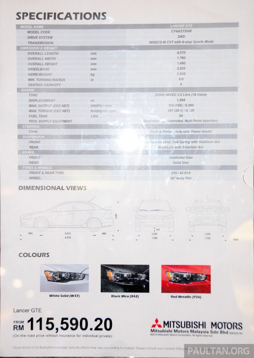 Mitsubishi Lancer 2.0 GTE – better specs, RM118,888 240514