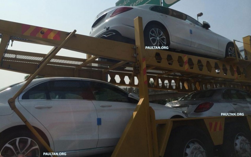 SPYSHOTS: Mercedes-Benz C-Class W205 sighted on a trailer in Malaysia – is this a first batch of CBU cars? 260349