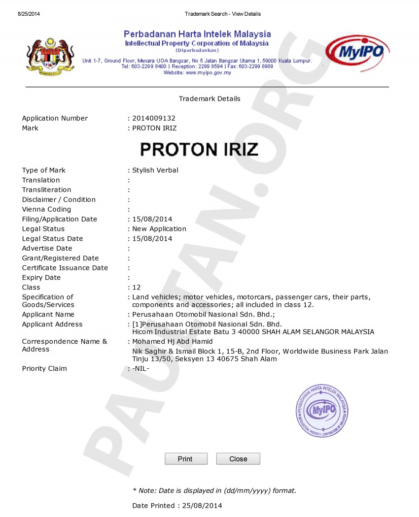 Proton Iriz and Proton Aero names filed for trademark 265953