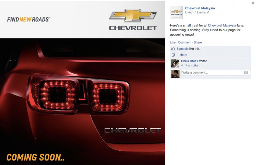 Chevrolet Malaysia teases Malibu on FB, coming soon 261499