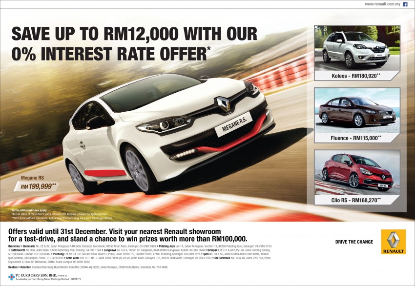 AD: Enjoy 0% interest and win prizes worth over RM100,000 when you test drive any Renault model! 284411