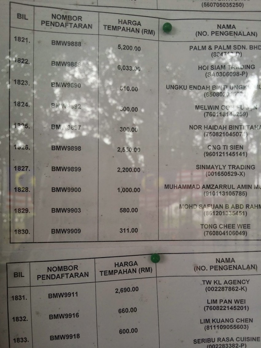 JPJ releases tender results for BMW number plate 278269