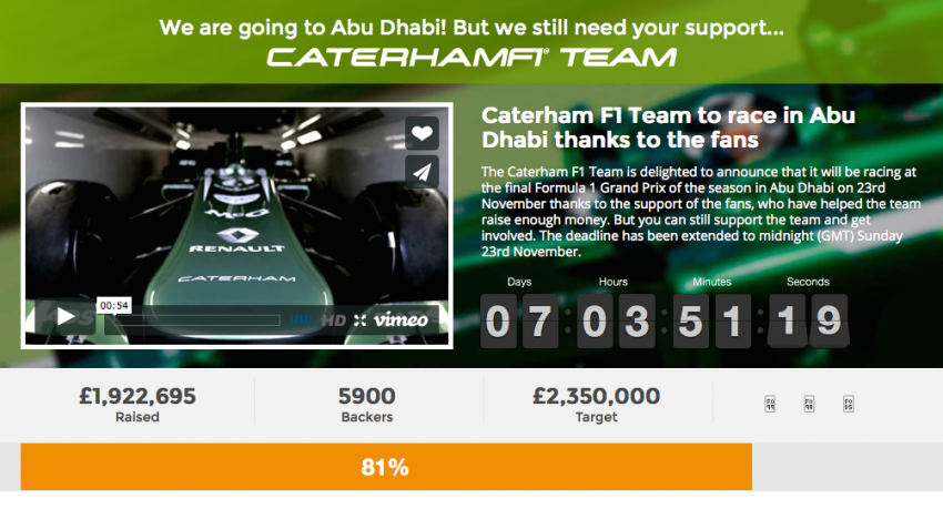 Caterham to race in Abu Dhabi – crowdfunding works! 288444