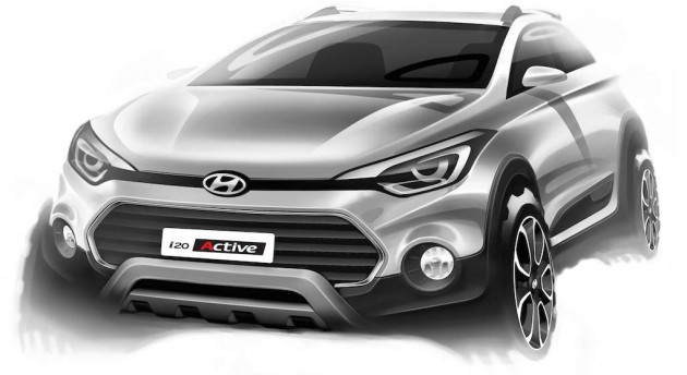 Hyundai i20 Active teased in sketches, March debut
