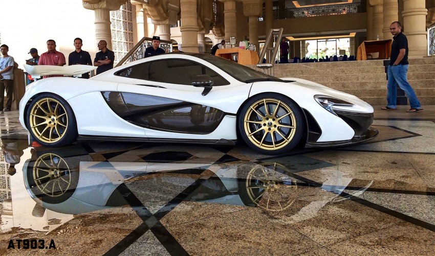 McLaren P1 with bespoke gold parts seen in Malaysia 310420