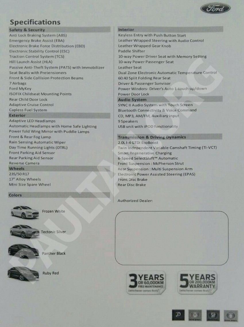 2015 Ford Mondeo EcoBoost – Malaysian specification and indicative pricing revealed, RM203,800 OTR 317123