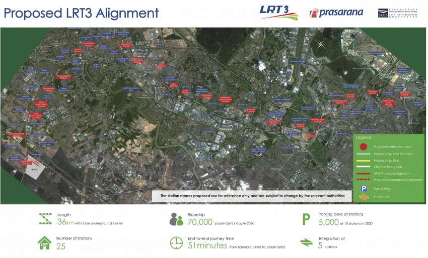 LRT3 Bandar Utama-Klang rail project – more details about planned route, list of station names revealed 339248