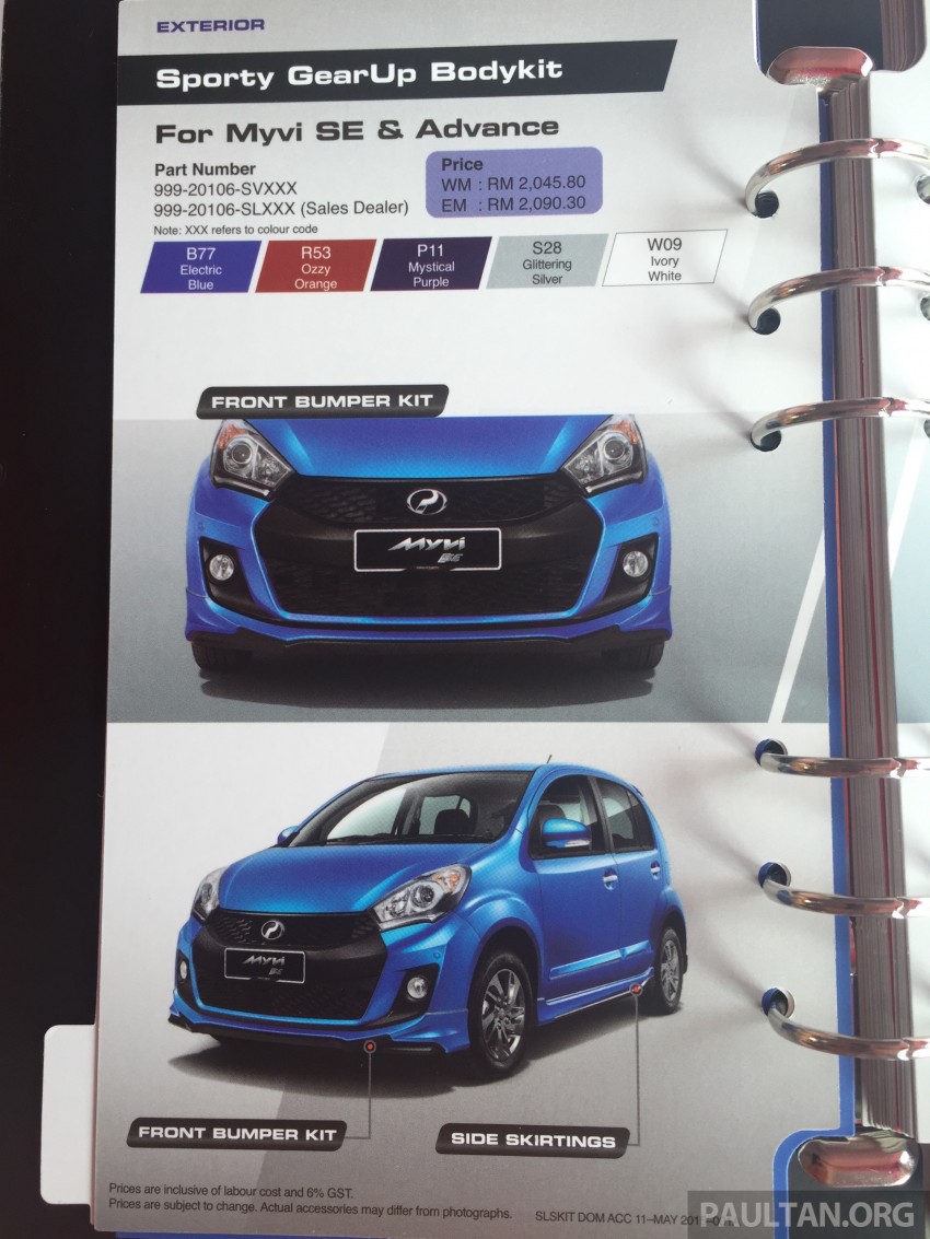 Perodua Myvi GearUp accessories – details and prices 342407
