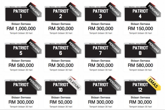 Patriot 1 No Plate Set To Be The Most Expensive From Rm1m