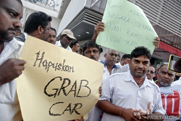 Taxi Drivers Protest Against GrabCar 1