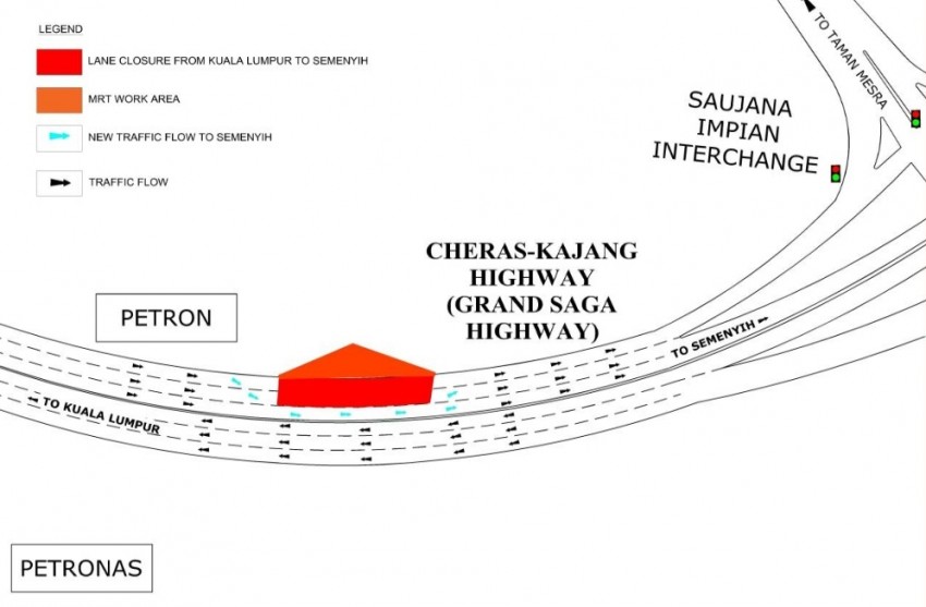 KL MRT: Road closure at Lebuh Bandar Utama, night contra-traffic flow at Jln Sungai Buloh continues 344974