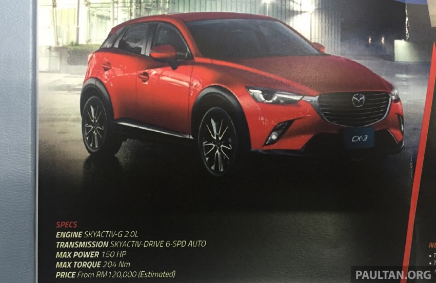 Mazda CX-3 – newsletter indicates est price, RM120k 359575