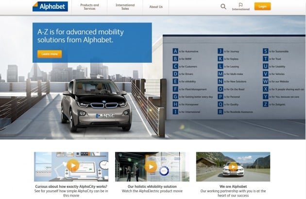 bmw alphabet main page