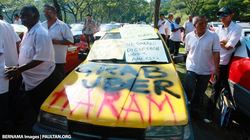 Taxi drivers’ protest against SPAD, Uber, GrabCar goes ahead – calls for resignation of Syed Hamid Albar 409195