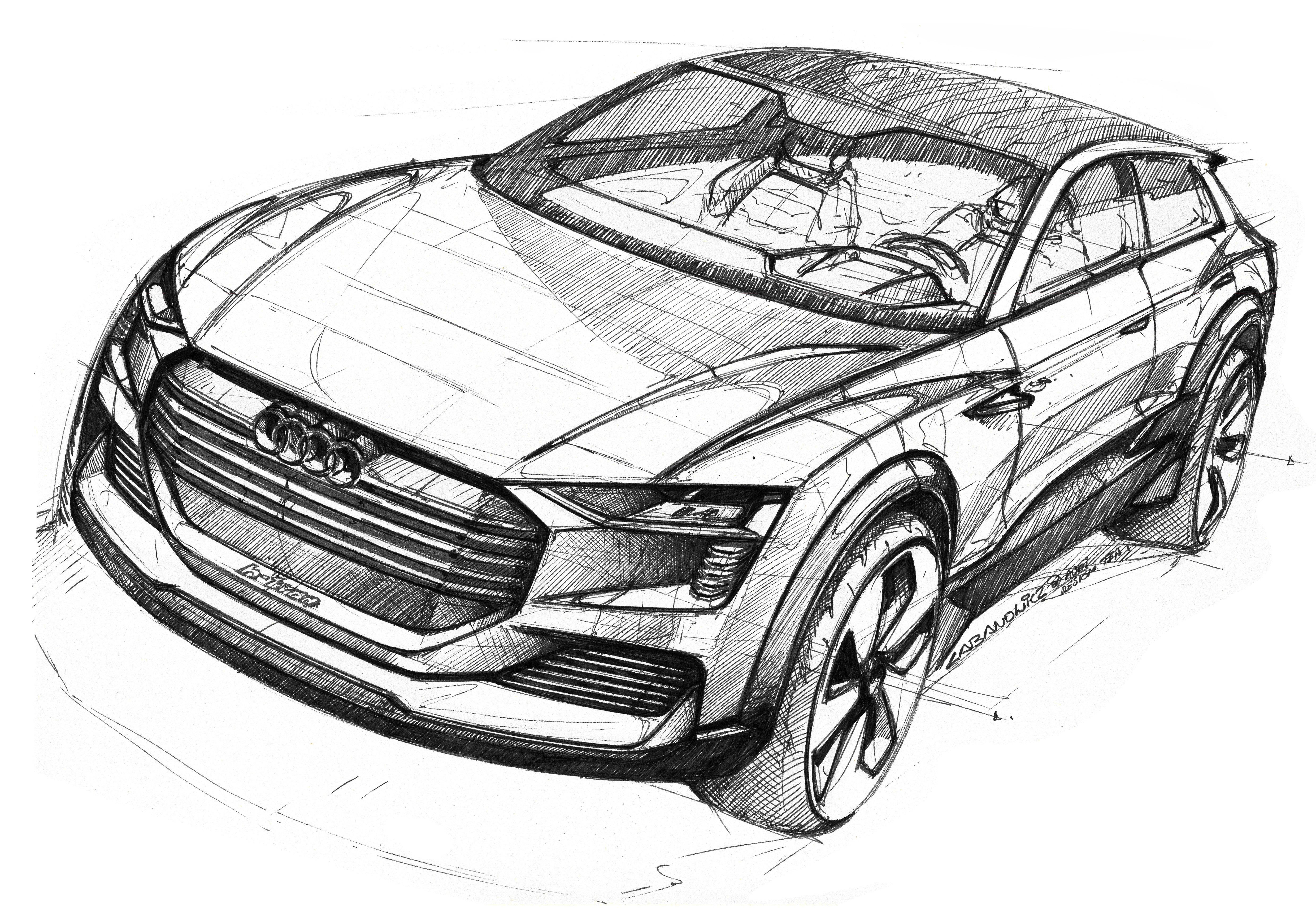 Рисунок автомобиля графика. Концепт Ауди скетч. Audi h-tron quattro. Автомобиль рисунок. Эскиз автомобиля.