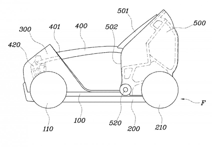Hyundai files patent in the US for a foldable city car 431170