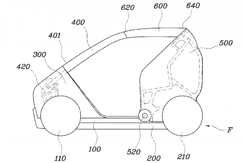 Hyundai files patent in the US for a foldable city car 431162