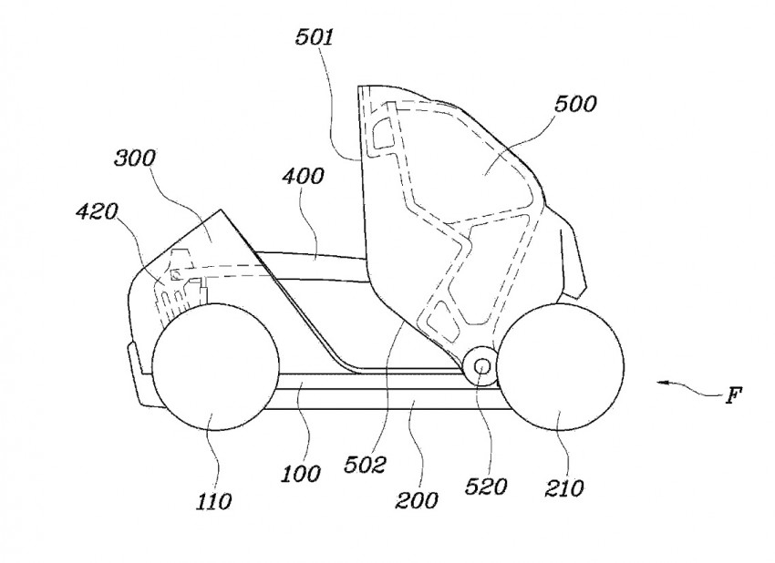 Hyundai files patent in the US for a foldable city car 431171