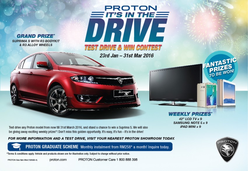 Proton “It’s in the drive” campaign – RM6.2k discount, 2.8% interest rate, win a Suprima S and other prizes 433963
