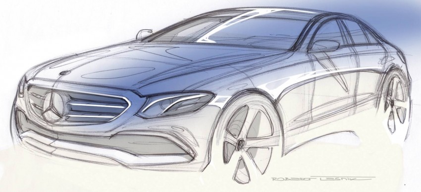 W213 Mercedes-Benz E-Class teased via sketch, video 424058