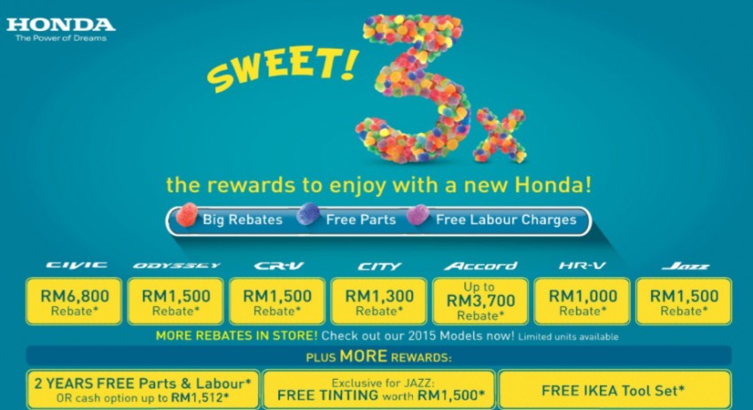 Honda March promo – cash rebate, 2 years free service 457469