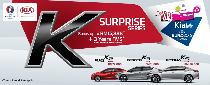 Kempen Kia K Surprise Series tawar bonus sehingga RM15k, servis percuma tiga tahun, serta hadiah lain 460279