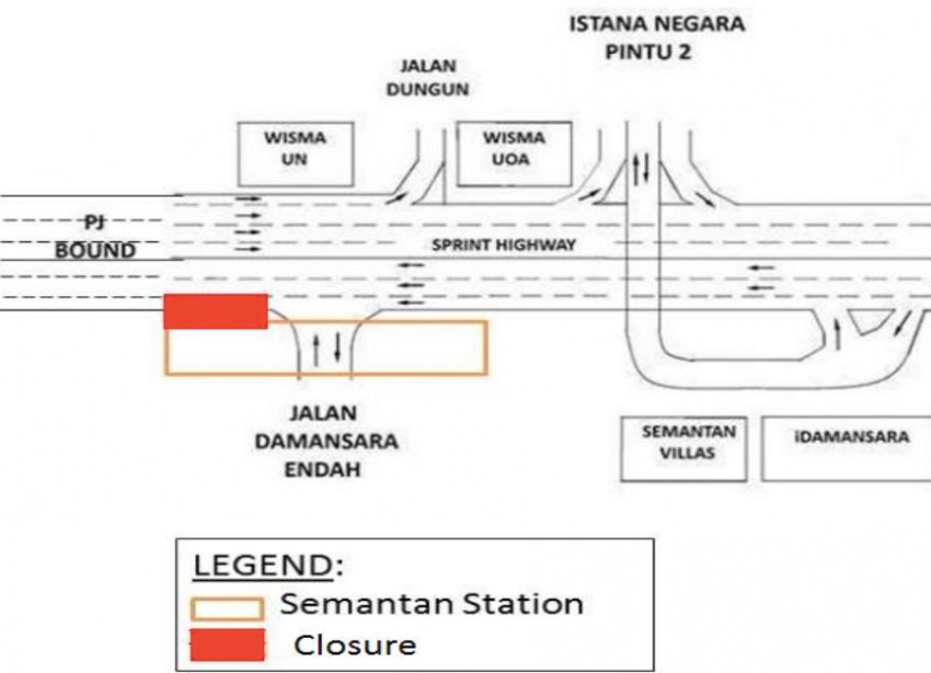 MRT: Temp lane closure at Jalan Semantan, PJ-bound 459998