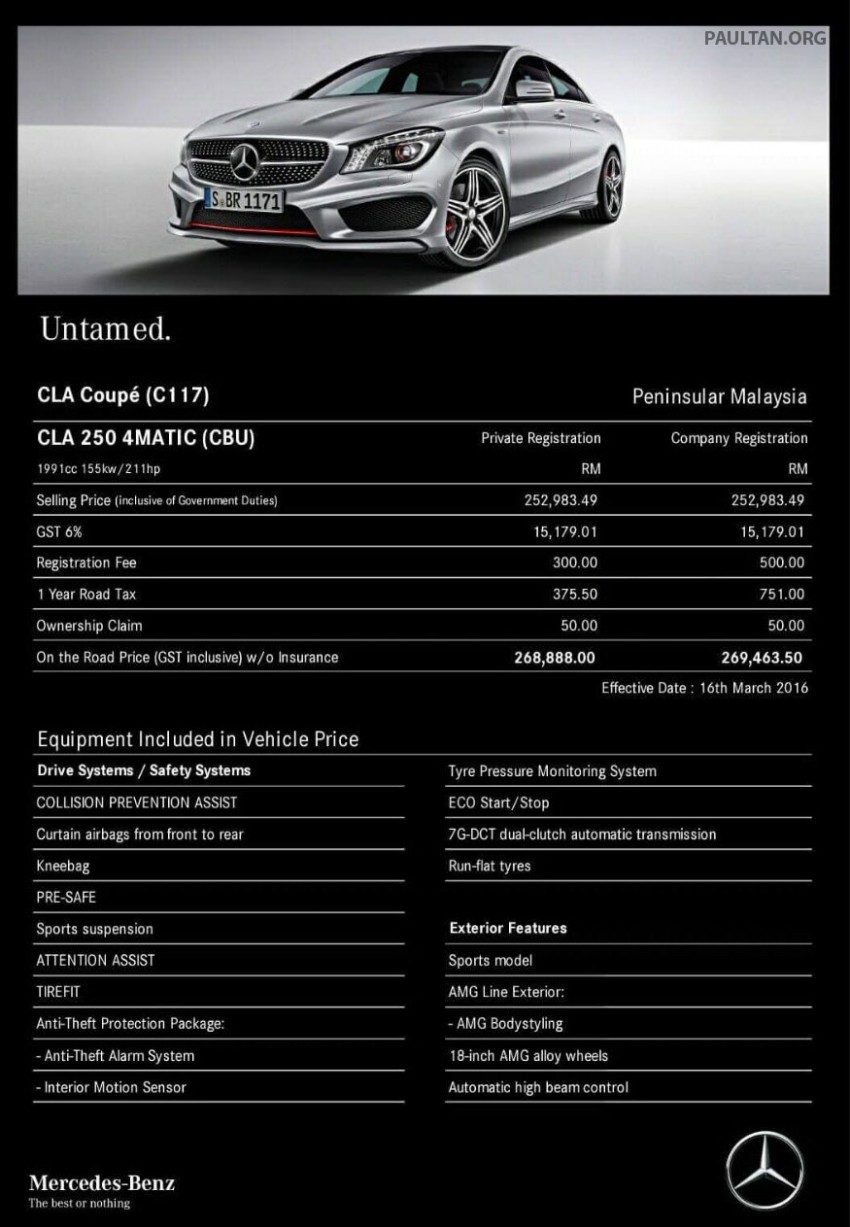 Mercedes-Benz CLA250 Sport 4Matic kini di Malaysia 468905