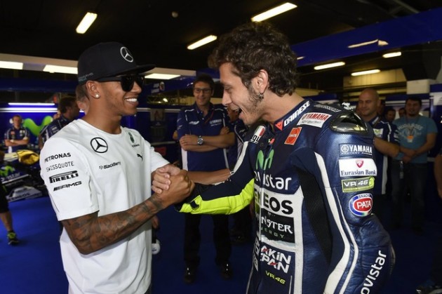 Valentino Rossi and Lewis Hamilton
