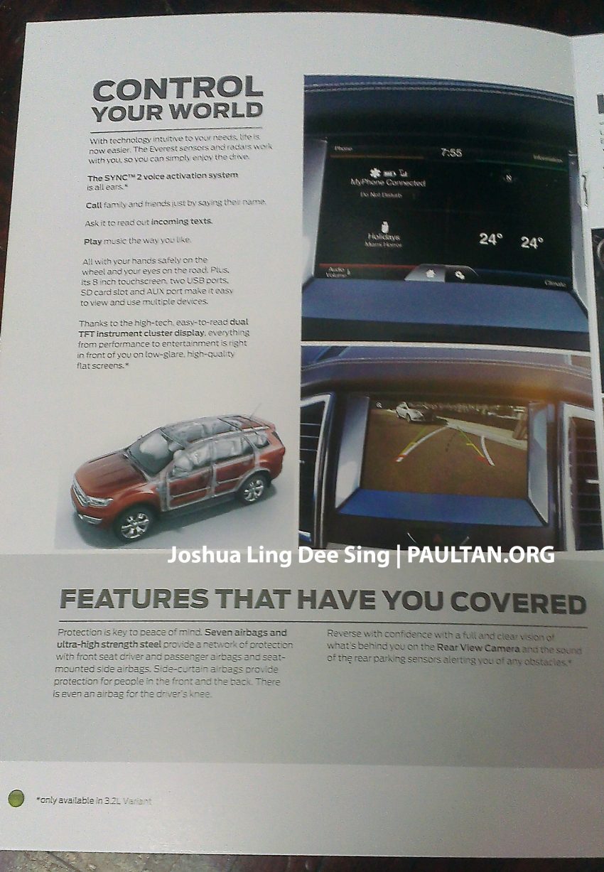 2016 Ford Everest Malaysian brochure reveals two variants – 2.2L Trend 4×2 and 3.2L Titanium 4×4 478944