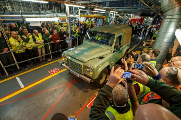 The last Defender rolling out of the Solihull plant in January 2016