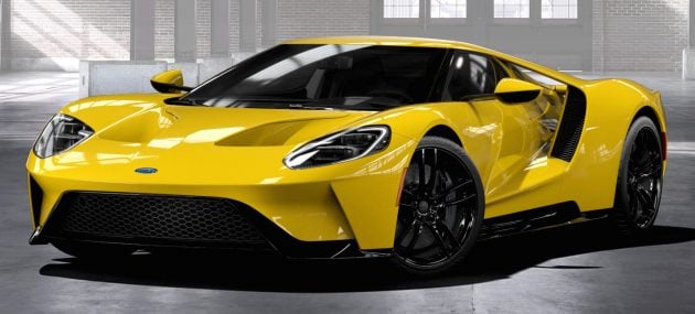 GT Configurator: Triple yellow Ford GT front three quarter