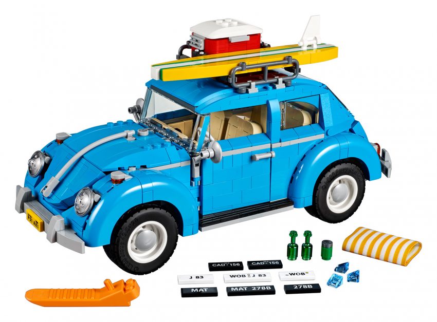 Lego Creator Volkswagen Beetle lengkap dengan para bumbung, bakul berkelah dan papan luncur 508795