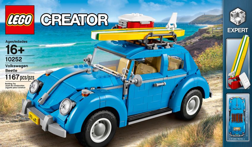 Lego Creator Volkswagen Beetle lengkap dengan para bumbung, bakul berkelah dan papan luncur 508799