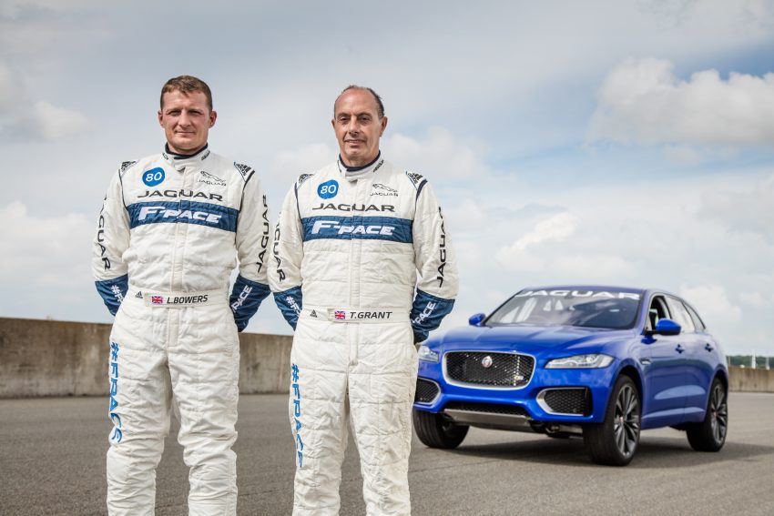 Jaguar F-Pace rides up Goodwood Hill on two wheels 513269