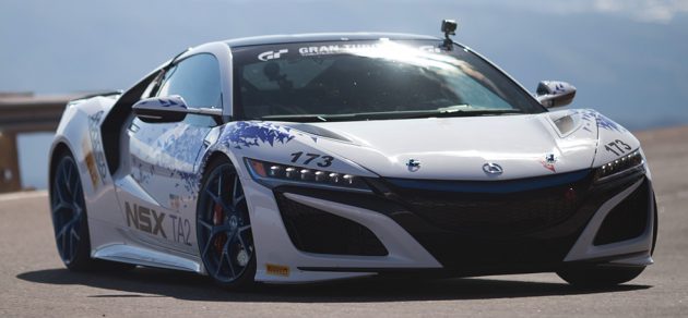The 2017 Acura NSX of Nick Robinson on its way to a class victory at the Pikes Peak Hill Climb