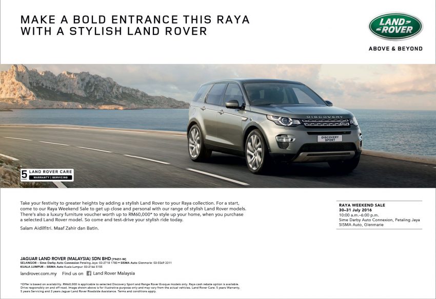 AD: Jaguar Land Rover Raya Weekend Sale – get up to RM60,000 worth of luxury furniture voucher! 526278