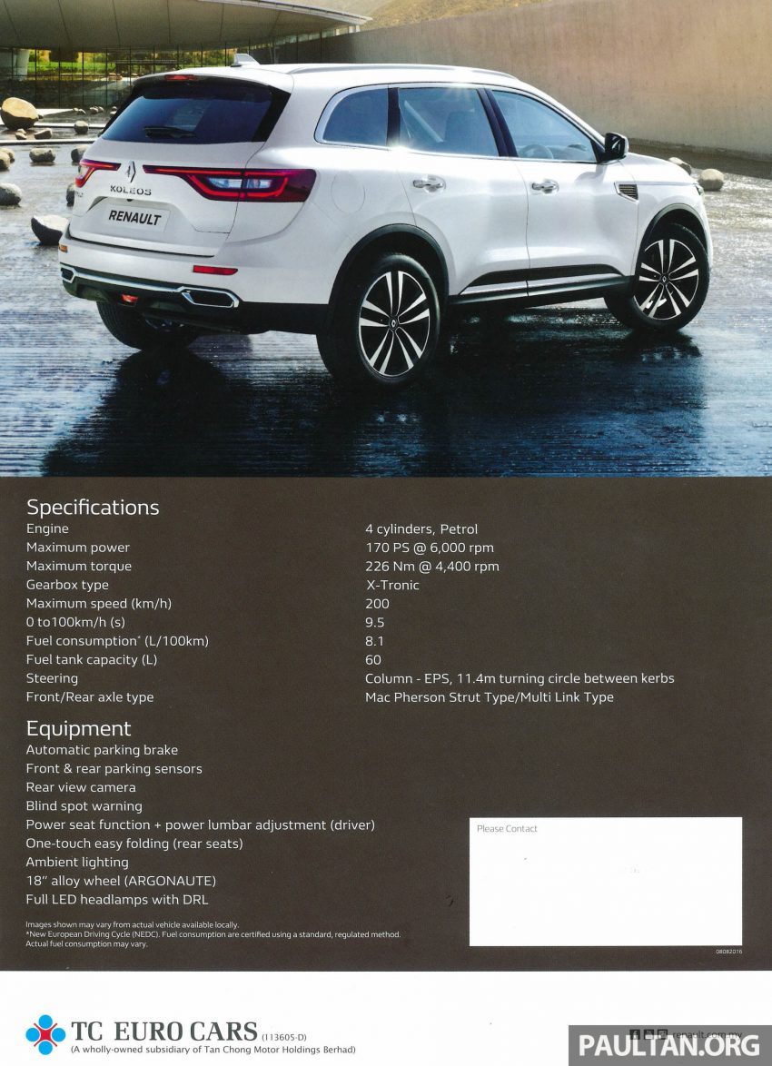 2016 Renault Koleos – Malaysian brochure revealed Image #530844