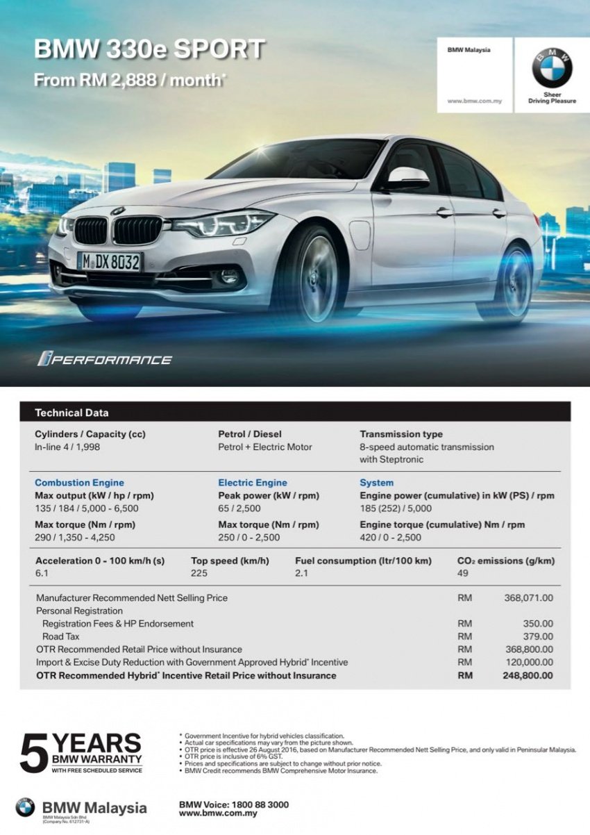 BMW 330e iPerformance Sport plug-in hybrid kini di Malaysia – 0-100 km/j 6.1 saat, 2.1l/100km, RM249k 540405