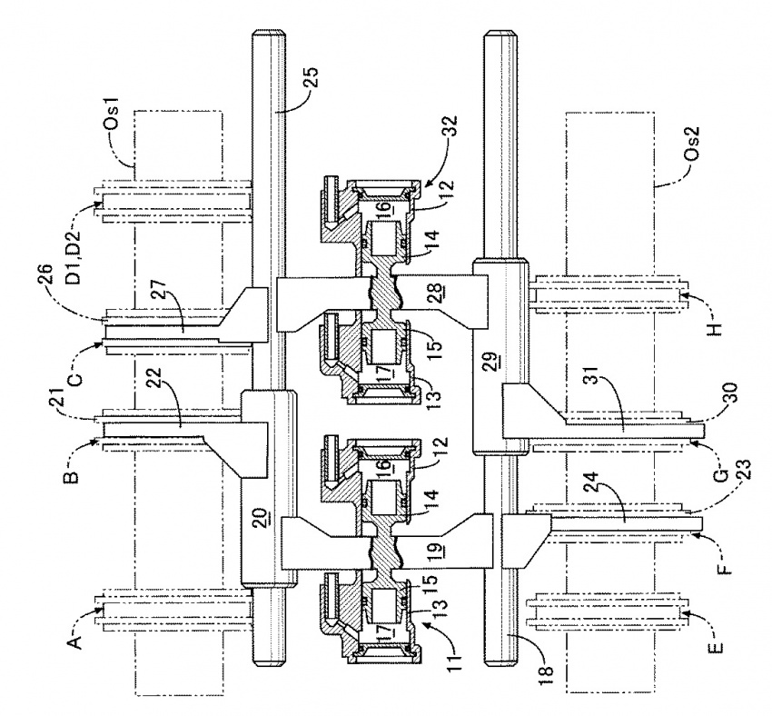 Honda patents 11-speed gearbox with three clutches 538971