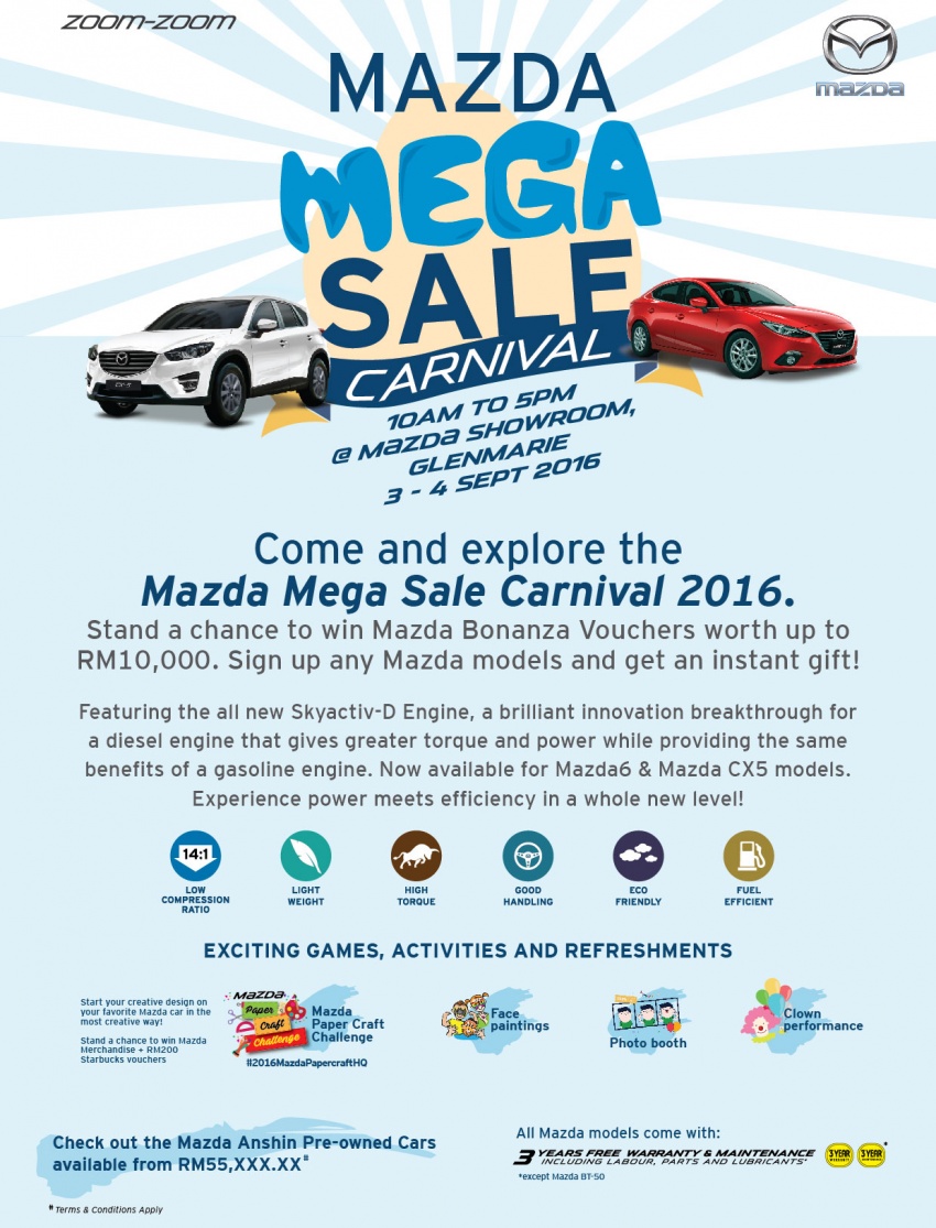 Mazda Mega Sale Carnival – win vouchers worth up to RM10,000; instant gift with any Mazda model sign up 541258