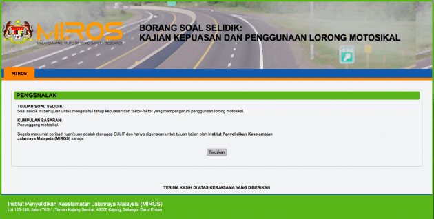 Miros Motorcycle Lane Survey screencap